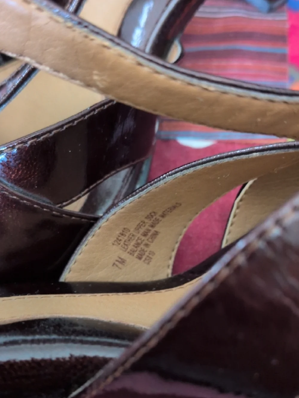 Sofft Dark Brown Patent Leather T-Strap Heels